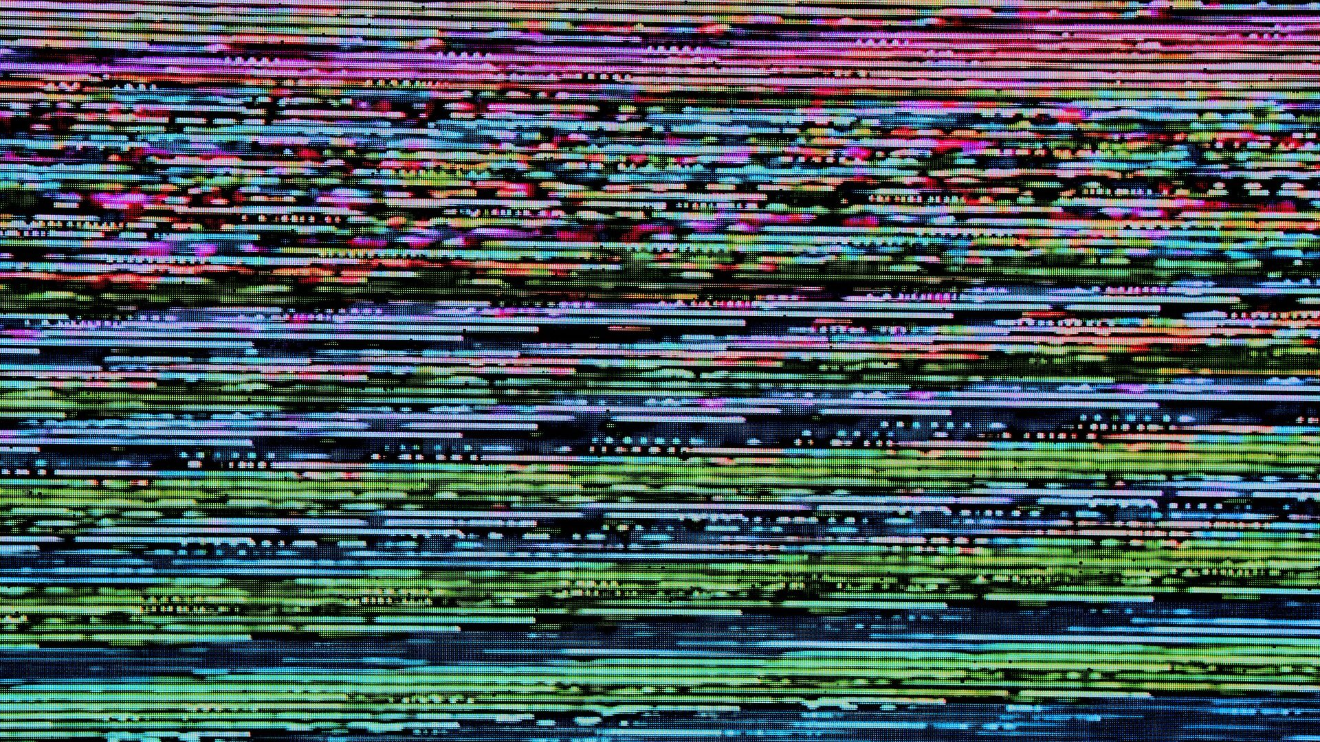A pattern of glitches repeating on a screen reminiscent of an old CRT television.