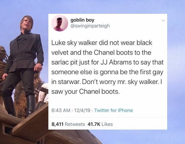 starboy, or, luke skywalker is a gay transgender man and i know this because george lucas himself came to me in a vision